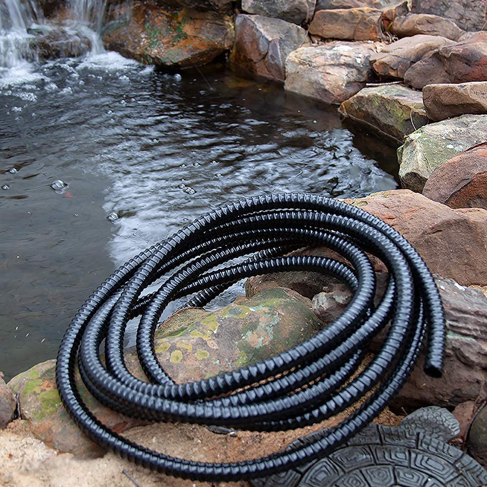 Beckett Corporation 2010BC 1 Inch by 20 Feet Corrugated Vinyl Tubing for Water Garden or Pond, UV Resistant, Black