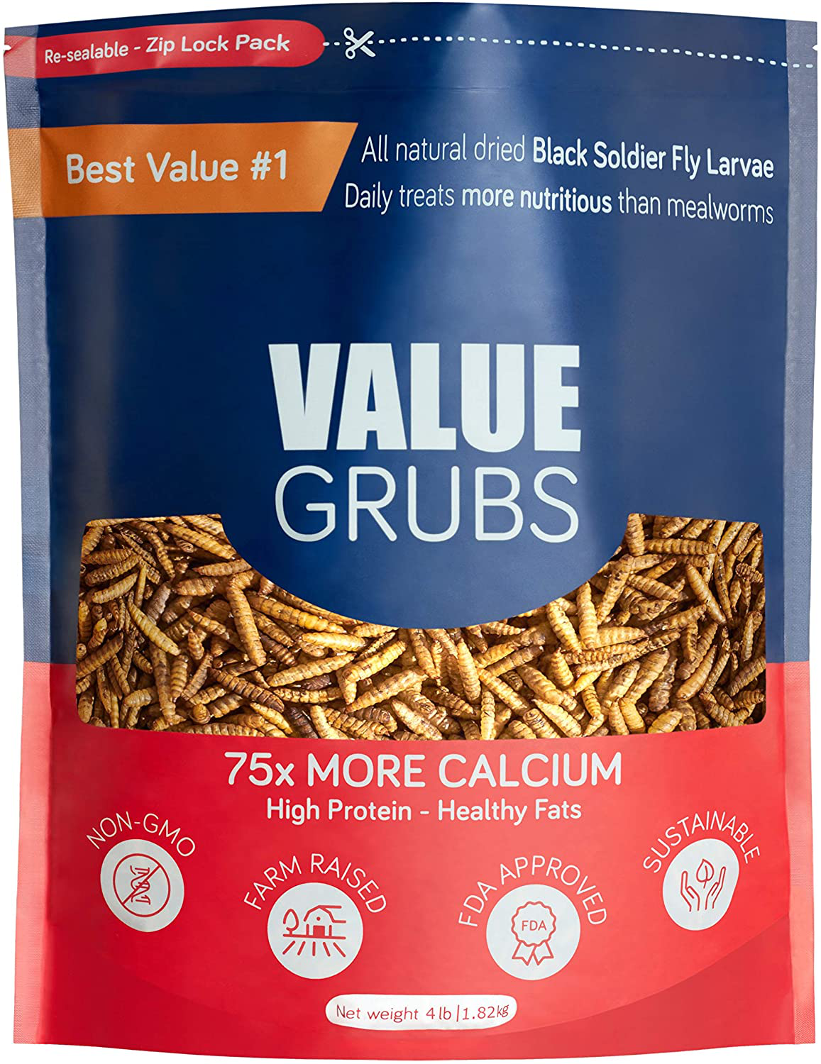 Value Grubs 4 Lbs - Better than Dried Mealworms for Chickens - Non-Gmo & 75X More Calcium than Meal Worms - Chicken Feed & Molting Supplement - BSF Larvae Treats for Hens, Ducks, Wild Birds Animals & Pet Supplies > Pet Supplies > Bird Supplies > Bird Treats Value Grubs   