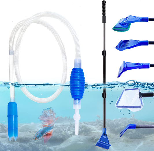 STARROAD-TIM Fish Tank Cleaning Tools, Aquarium Gravel Clean Algae Scrapers 5 in 1 Kit for Water Change and Sand Cleaner, Long Siphon Nozzle with Valve Suitable for Various Sizes of Fish Tanks Animals & Pet Supplies > Pet Supplies > Fish Supplies > Aquarium Cleaning Supplies STARROAD-TIM   