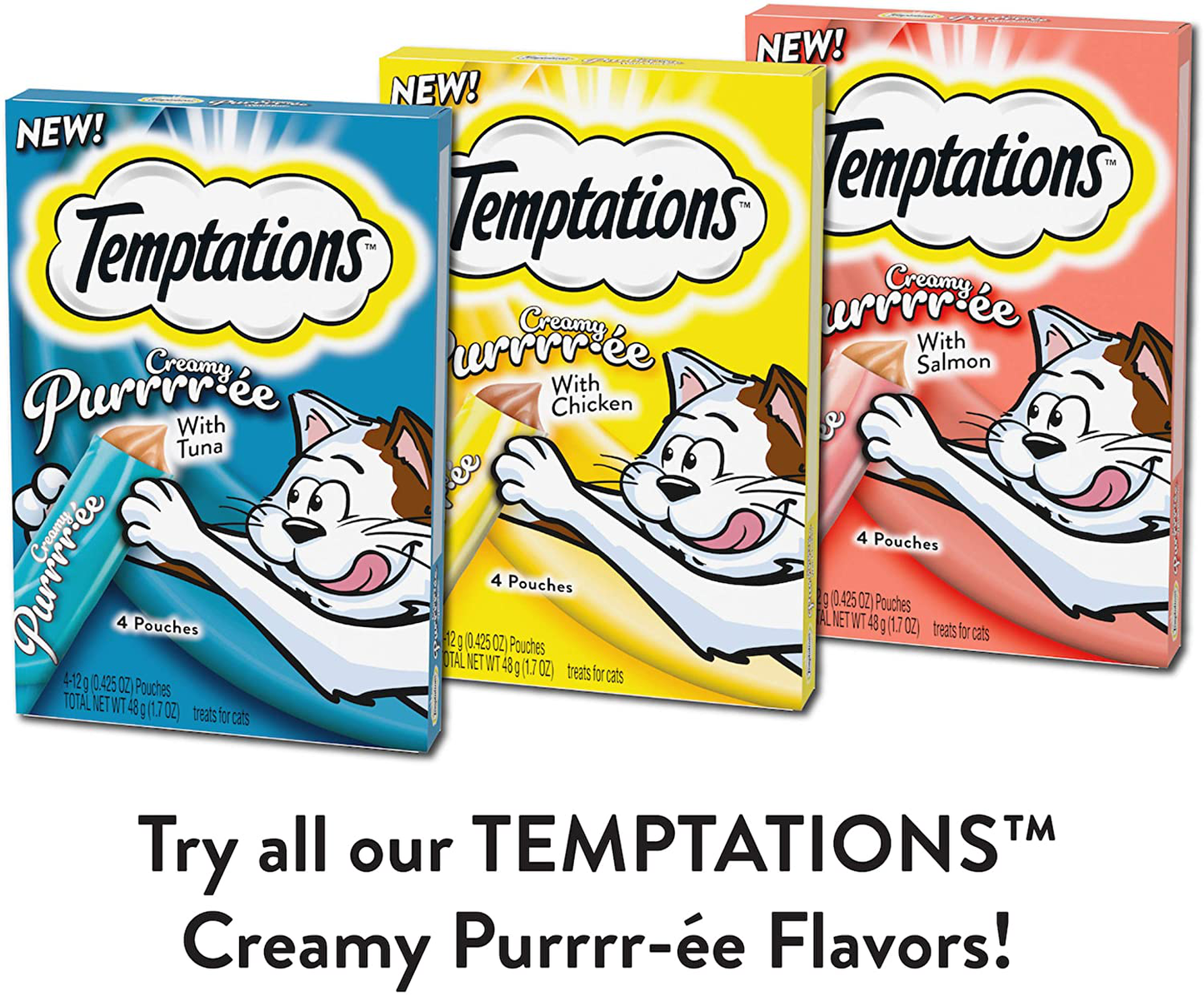 Temptations Creamy Purrrr-Ee Lickable Purée Cat Treats, 44 Pouches, Multiple Flavors Animals & Pet Supplies > Pet Supplies > Bird Supplies > Bird Treats Temptations   