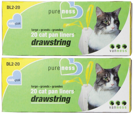 Large Drawstring Valu-Pak Cat Pan Liners, 20 Count (Pack of 2) Total 40 Animals & Pet Supplies > Pet Supplies > Cat Supplies > Cat Litter Box Liners Van Ness   
