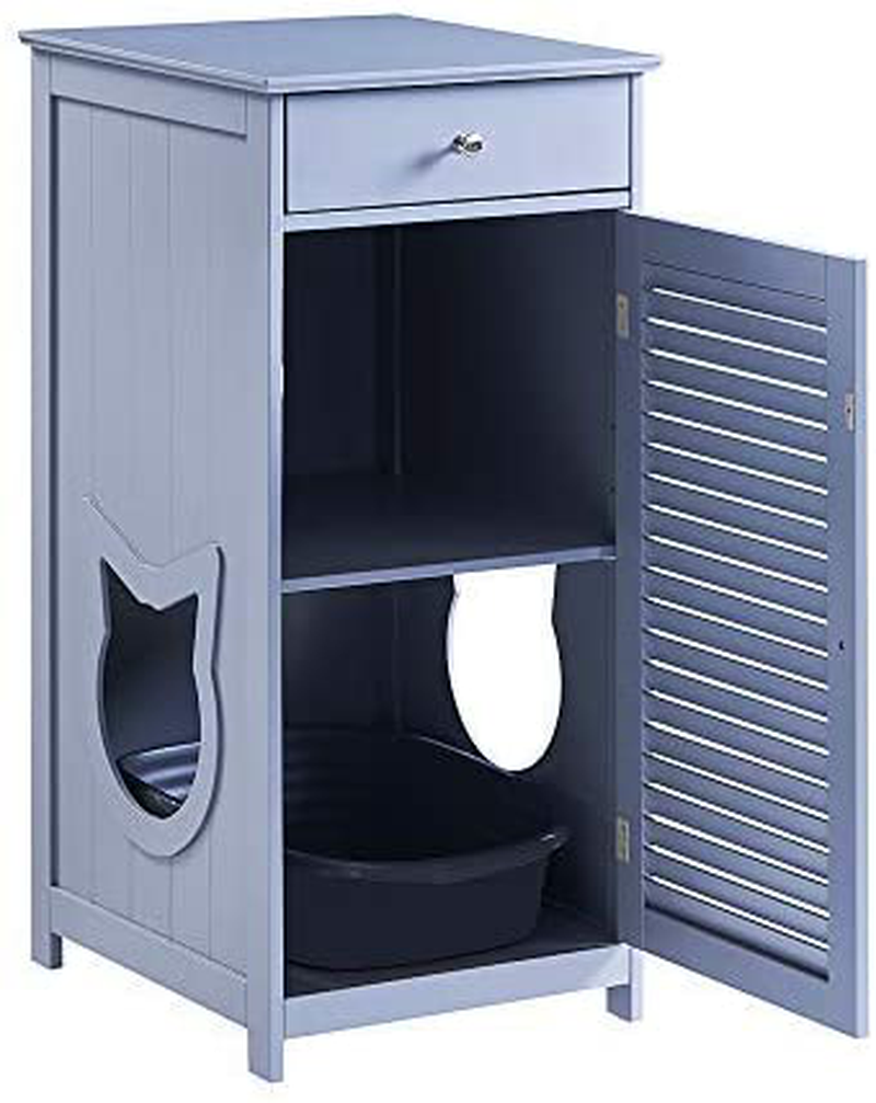 Penn-Plax Cat Walk Furniture: Contemporary Home Cat Litter Enclosure - Storage Drawer, Inner Shelf, and Shutter Style Door