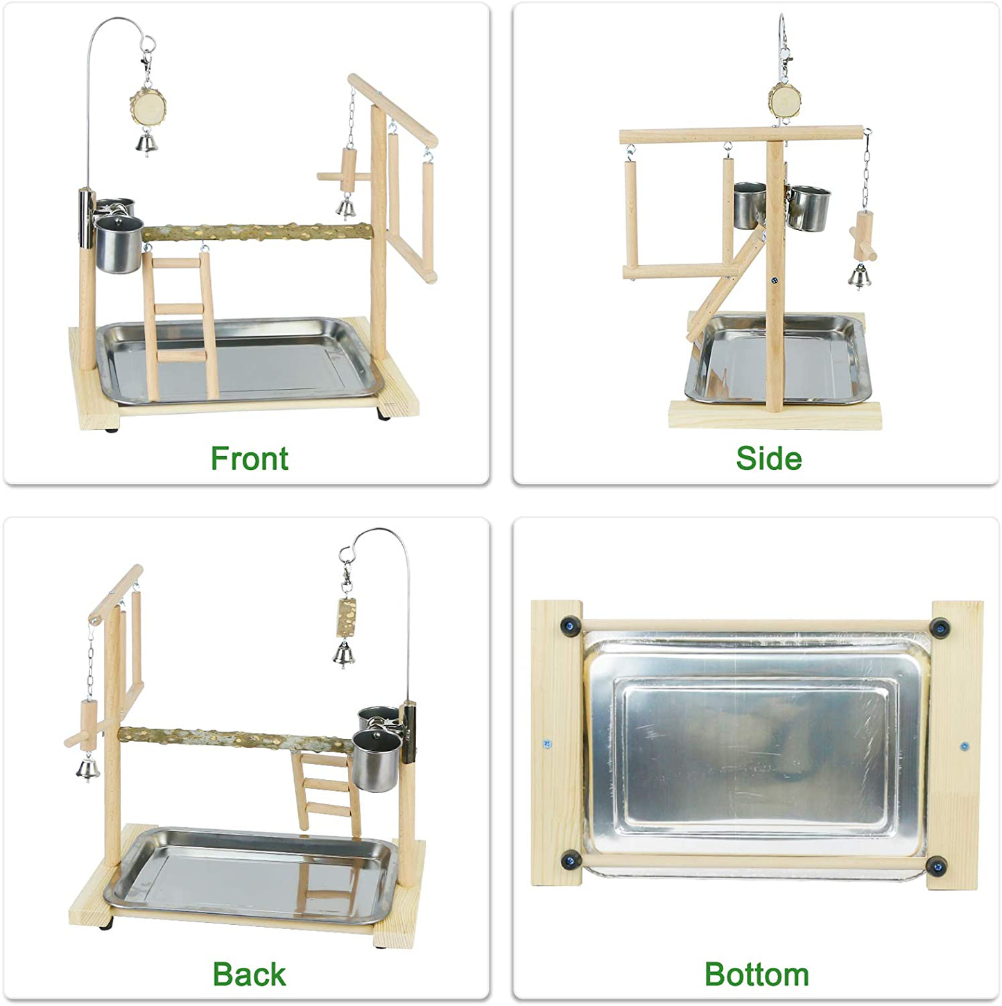 Edudif Bird Playground Stand Parakeet Cockatiel Parrot Gym Playground Natural Wood Playstand for Birds,Bird Perches Play Stand Bird Activity Stand Animals & Pet Supplies > Pet Supplies > Bird Supplies > Bird Gyms & Playstands Edudif   