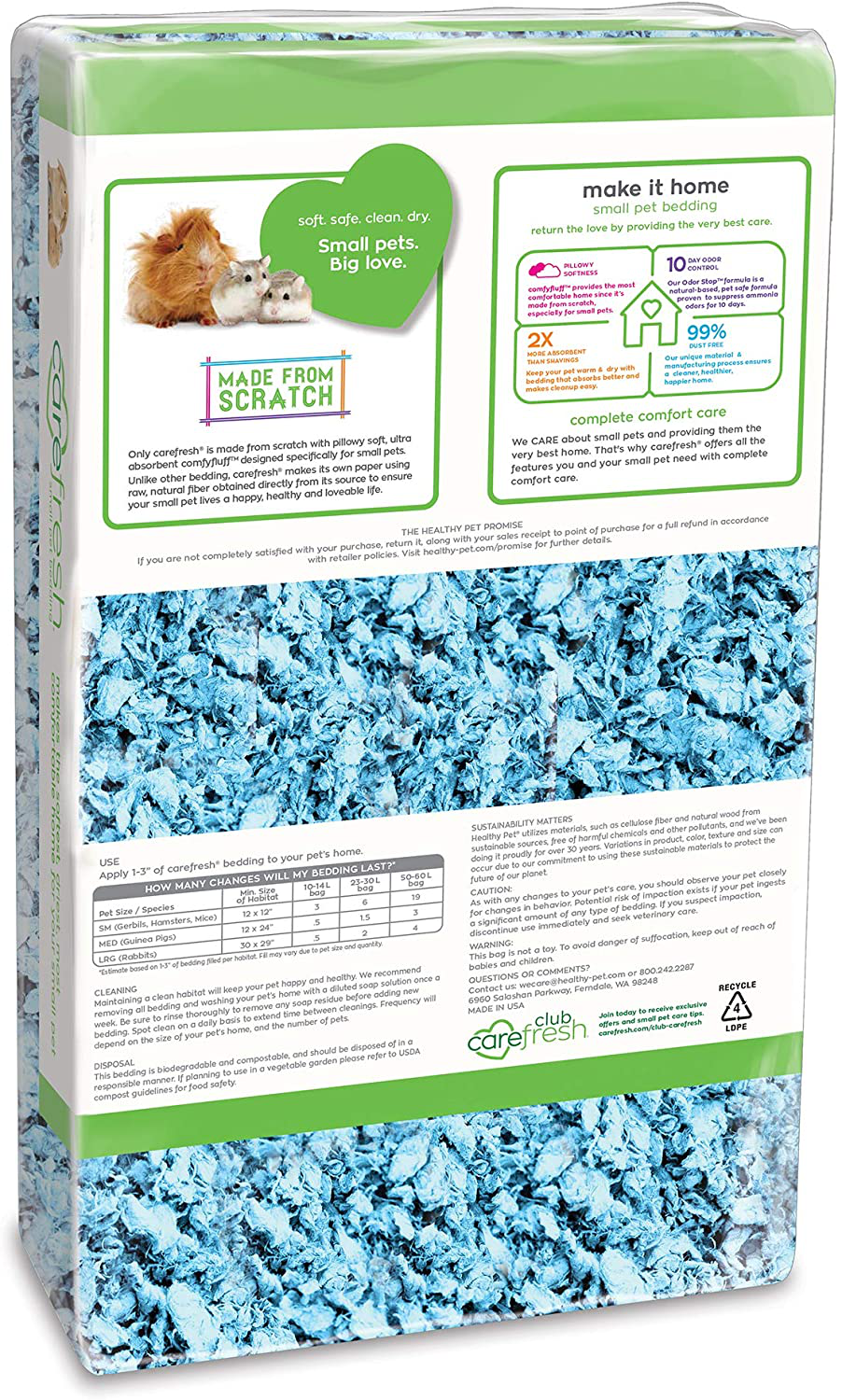 Carefresh 99% Dust-Free Blue Natural Paper Small Pet Bedding with Odor Control, 23 L Animals & Pet Supplies > Pet Supplies > Small Animal Supplies > Small Animal Bedding Carefresh   