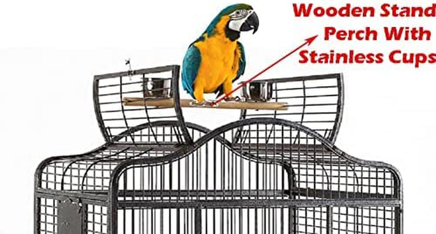 Extra Large Elegant Wrought Iron Open Dome Top Perch Stand Bird Parrot Finch Macaw Cockatoo Rolling Cage Animals & Pet Supplies > Pet Supplies > Bird Supplies > Bird Cages & Stands Mcage   