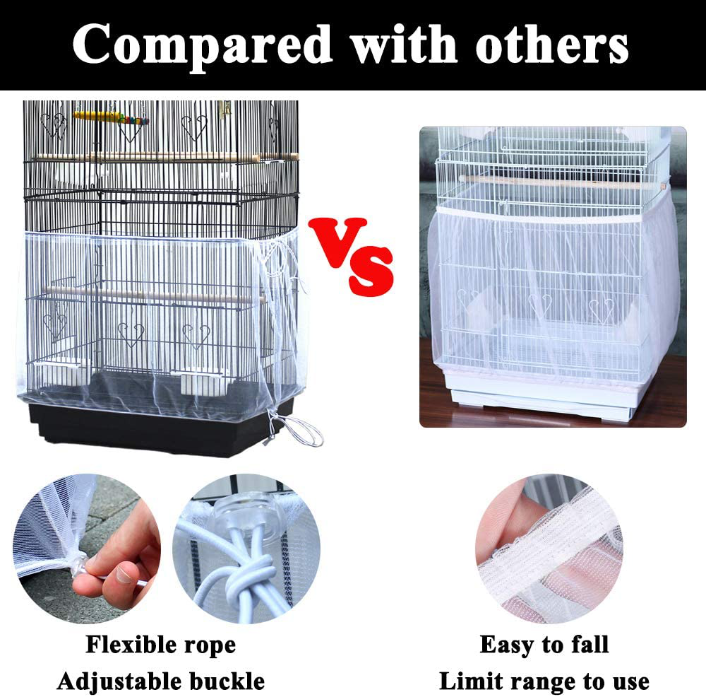 ASOCEA Universal Birdcage Cover Seed Catcher Nylon Mesh Parrot Cage Skirt- White (Not Include Birdcage) Animals & Pet Supplies > Pet Supplies > Bird Supplies > Bird Cage Accessories ASOCEA   