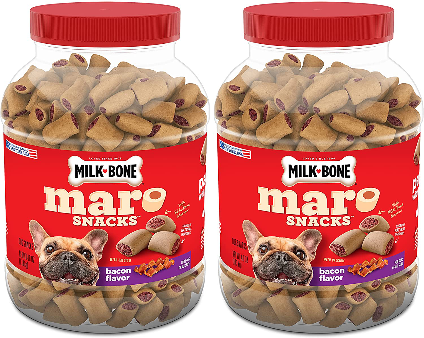 Milk-Bone Marosnacks Dog Treats with Real Bone Marrow and Calcium Animals & Pet Supplies > Pet Supplies > Dog Supplies > Dog Treats Milk-Bone All Size Dogs Bacon 40 Ounce (Pack of 2)