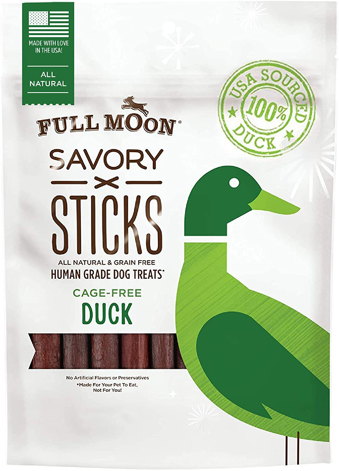 Full Moon Organic Human Grade Training Treats for Dogs Animals & Pet Supplies > Pet Supplies > Dog Supplies > Dog Treats Full Moon Duck Savory Sticks 5 Ounce (Pack of 1) 