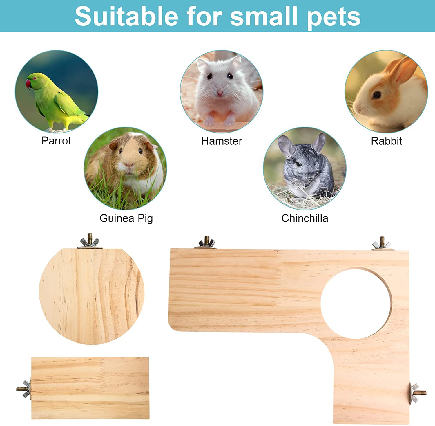 Lenpestia 5Pcs Pet Standing Platform for Dwarf Hamster Squirrel Gerbil Chinchilla, Natural Wooden Parrot Birds Standing Board Guinea Pig Sugar Glider Activity Playground Chinchilla Cage Accessories Animals & Pet Supplies > Pet Supplies > Small Animal Supplies > Small Animal Habitat Accessories lenpestia   