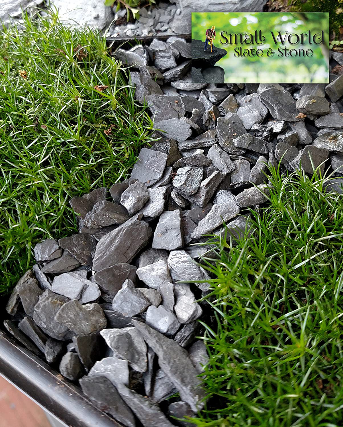Natural Slate Stone - 1/4 to 1/2 Inch Slate Gravel for Aquascaping Aquariums, Miniature or Fairy Garden, Aquarium, Model Railroad & Wargaming (2Lb)