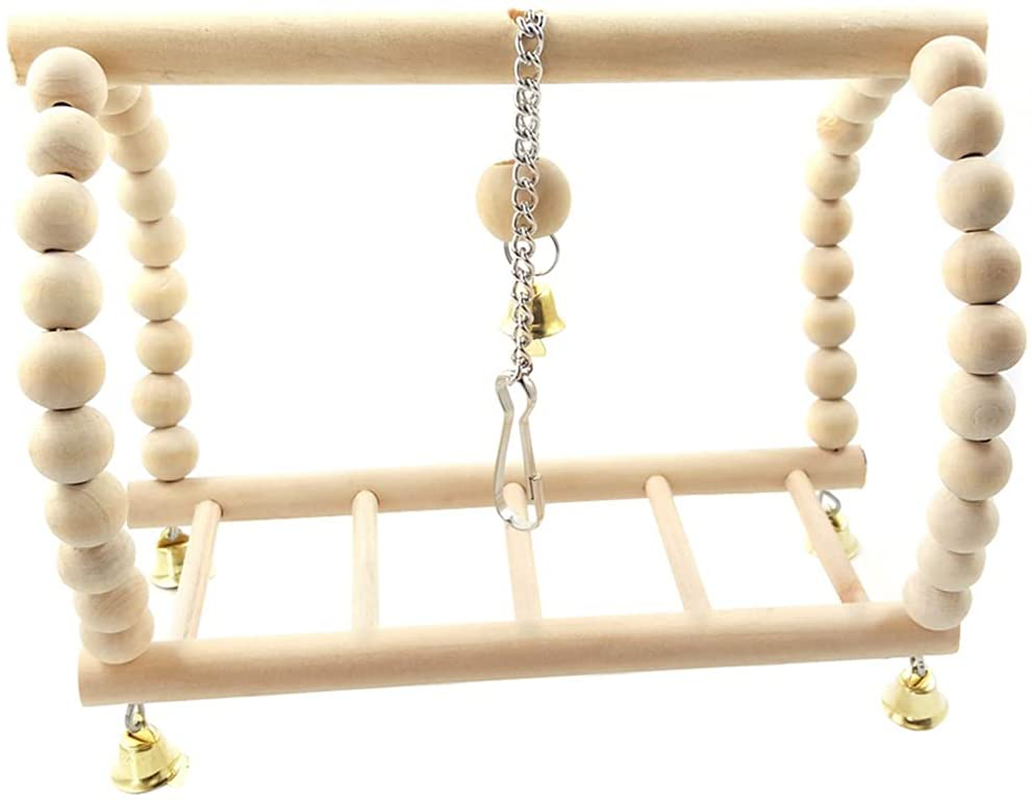 Bird Swing Wood Hanging Bird Toys Parrot Cage Flexible Ladder Bird Hammock Swing Perches Standing Bird Perch Rope Bungee Toy Climbing for Small Medium Parrot Parakeets Conures Cockatiels Animals & Pet Supplies > Pet Supplies > Bird Supplies > Bird Ladders & Perches PetPhindU   