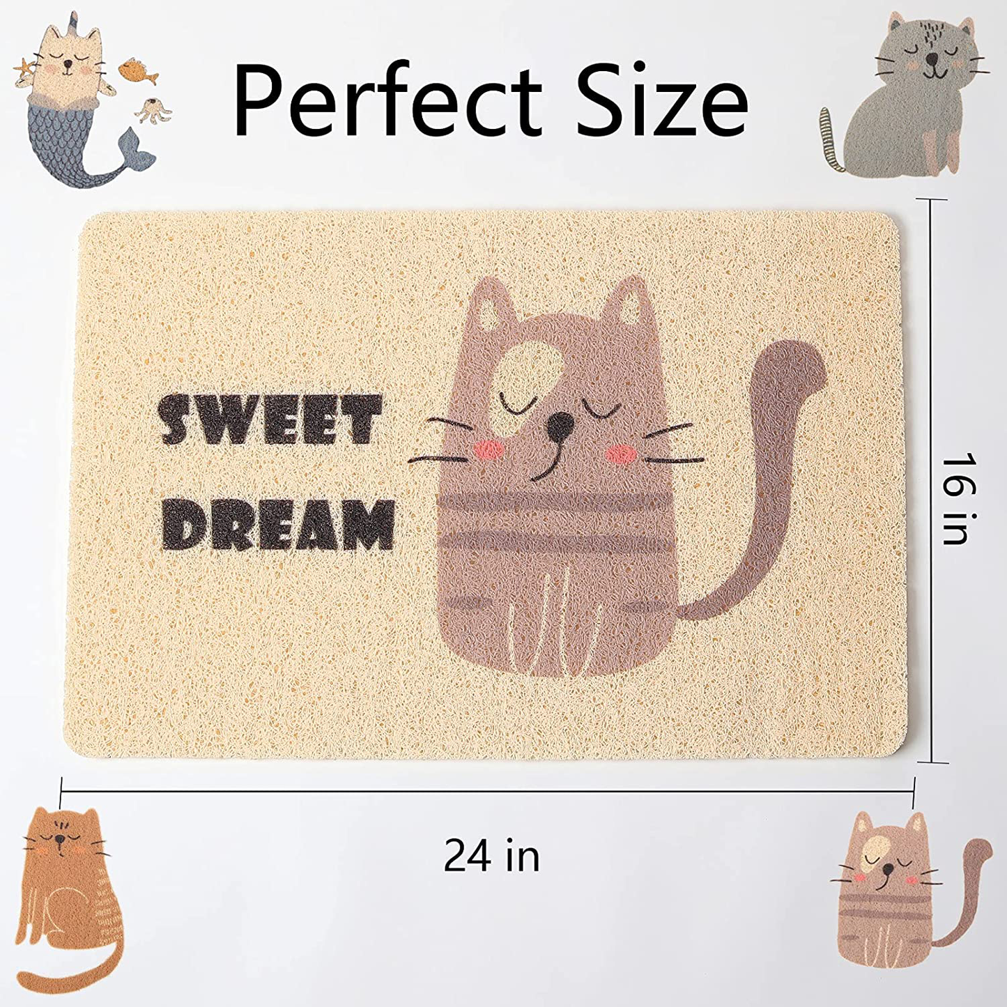 Peteizi Cat Litter Mat Trap, Pet Food Catching Placemat, Super Cute Easy to Clean 24"×16" Large Durable for Cats and Dogs - Sweet Dream Animals & Pet Supplies > Pet Supplies > Cat Supplies > Cat Litter Box Mats PetEiZi   