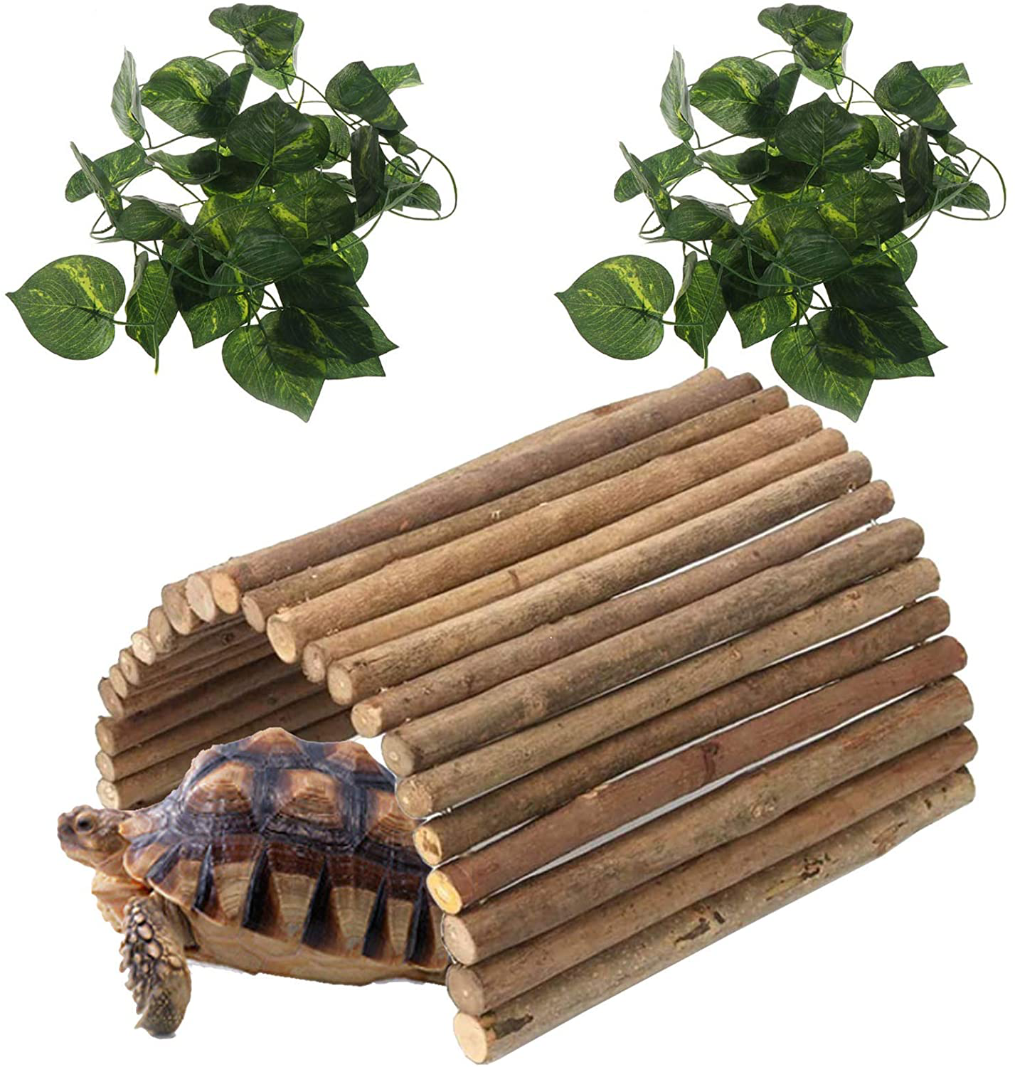 Hamiledyi Reptile Decor Hideout Wooden Guinea Pig Bridge Bendy Tunnel for Rodents Chewing Climbing Ladder Hideaway for Gecko Spiders Lizards Snakes Gerbil Rabbit Ferret Hedgehog Rat Gerbil Animals & Pet Supplies > Pet Supplies > Reptile & Amphibian Supplies > Reptile & Amphibian Habitat Accessories Hamiledyi Large  