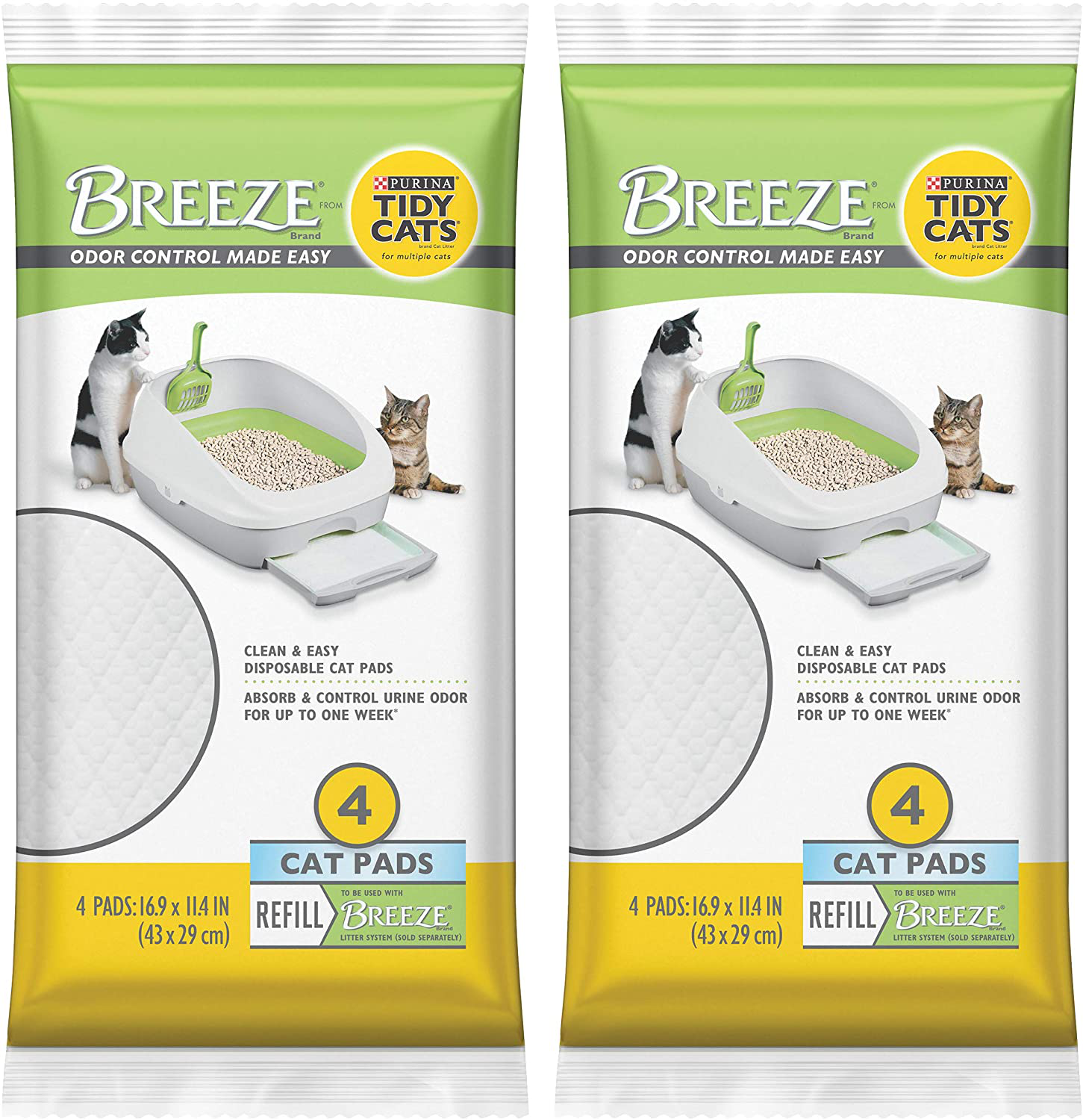 Purina Tidy Cats Breeze Cat Pads Refill, Clean & Easy Disposable Cat Pads for Breeze Litter System, Odor Control Cat Pads for Multiple Cats, 4 Cat Pads/Pack (Pack of 2) Animals & Pet Supplies > Pet Supplies > Cat Supplies > Cat Litter Tidy Cat   
