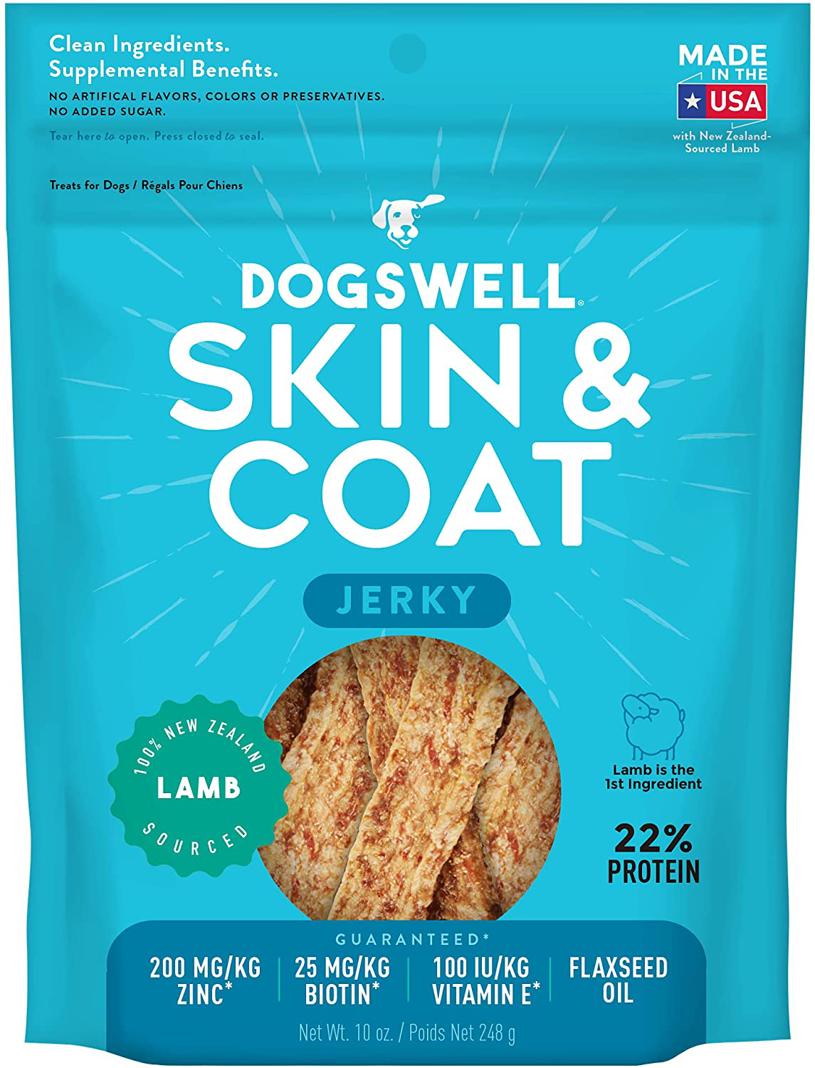 Dogswell 100% Meat Jerky Dog Treats, Made in the USA, with Biotin & Zinc for Healthy Skin & Coat Animals & Pet Supplies > Pet Supplies > Small Animal Supplies > Small Animal Treats Dogswell Lamb 10 Ounce (Pack of 1) 