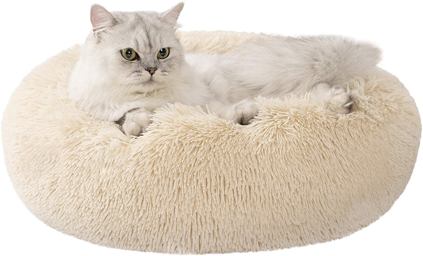 Love'S Cabin Cat Beds for Indoor Cats - Cat Bed with Machine Washable, Waterproof Bottom - Fluffy Dog and Cat Calming Cushion Bed for Joint-Relief and Sleep Improvement Animals & Pet Supplies > Pet Supplies > Cat Supplies > Cat Furniture Love's cabin Beige 24" 