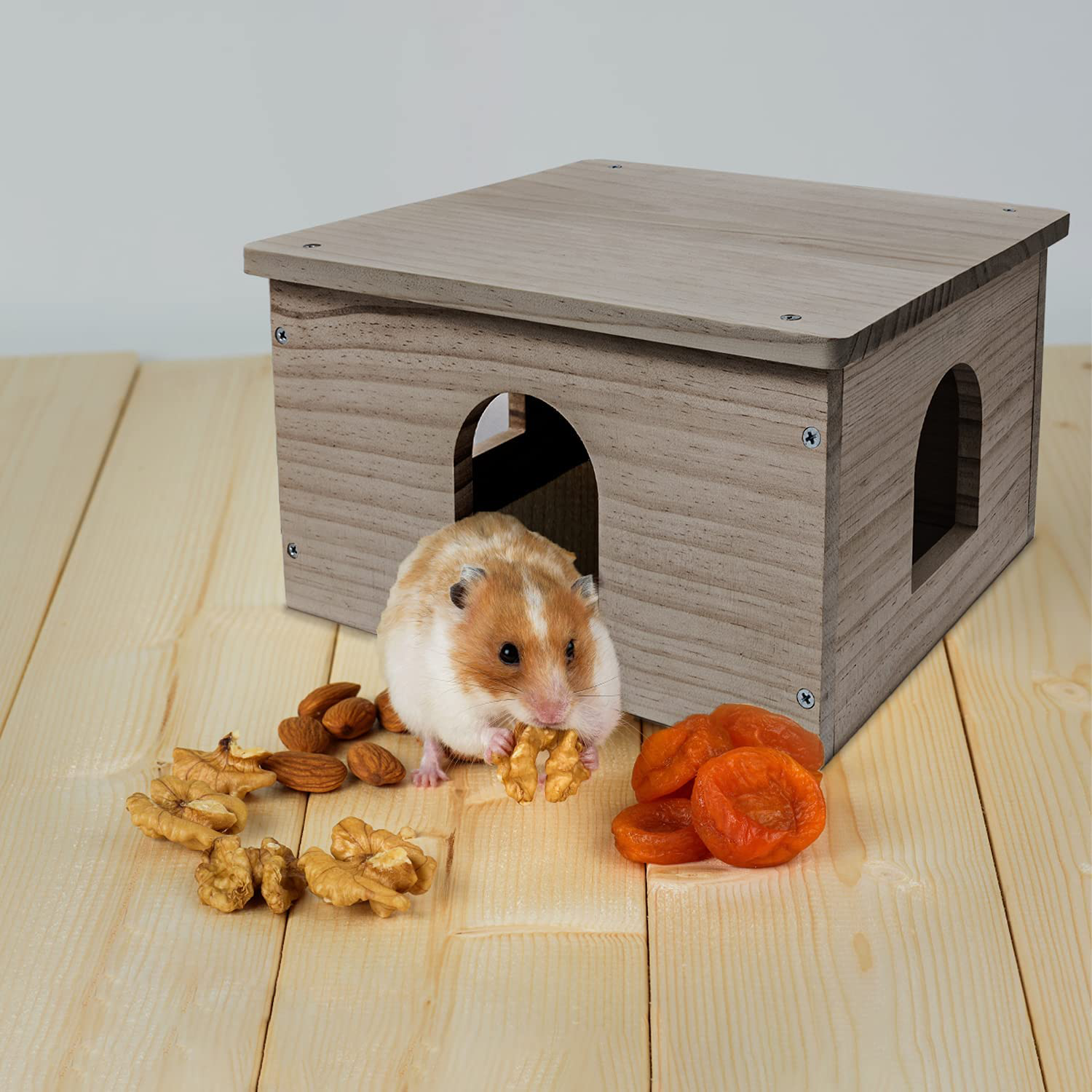 Guinea Pigs Wood House with Window, Small Animals Hut Hideout, Natural Habitat Cage for Guinea Pigs, Hamsters, Chinchillas Animals & Pet Supplies > Pet Supplies > Small Animal Supplies > Small Animal Habitats & Cages GIRVEM   