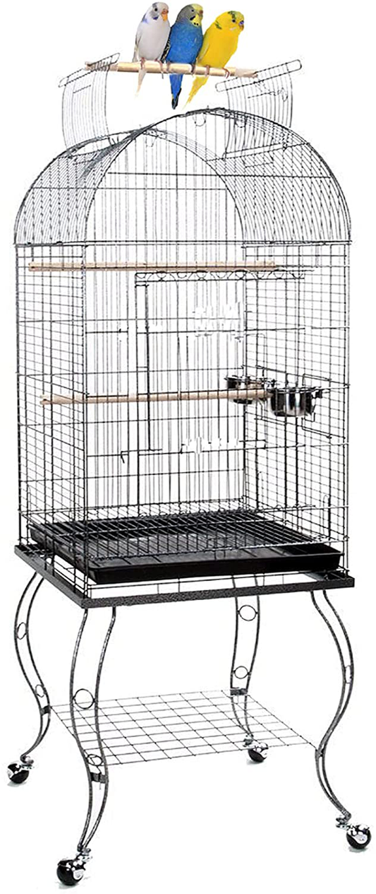 Large 64-Inch Open Dome Play-Top with 5/8-Inch Bar Spacing for Cockatiel Cockatiels Sun Conure Parakeet Rolling Cage Animals & Pet Supplies > Pet Supplies > Bird Supplies > Bird Cages & Stands Mcage Black Vein 20 x 20 x 64"H inch 