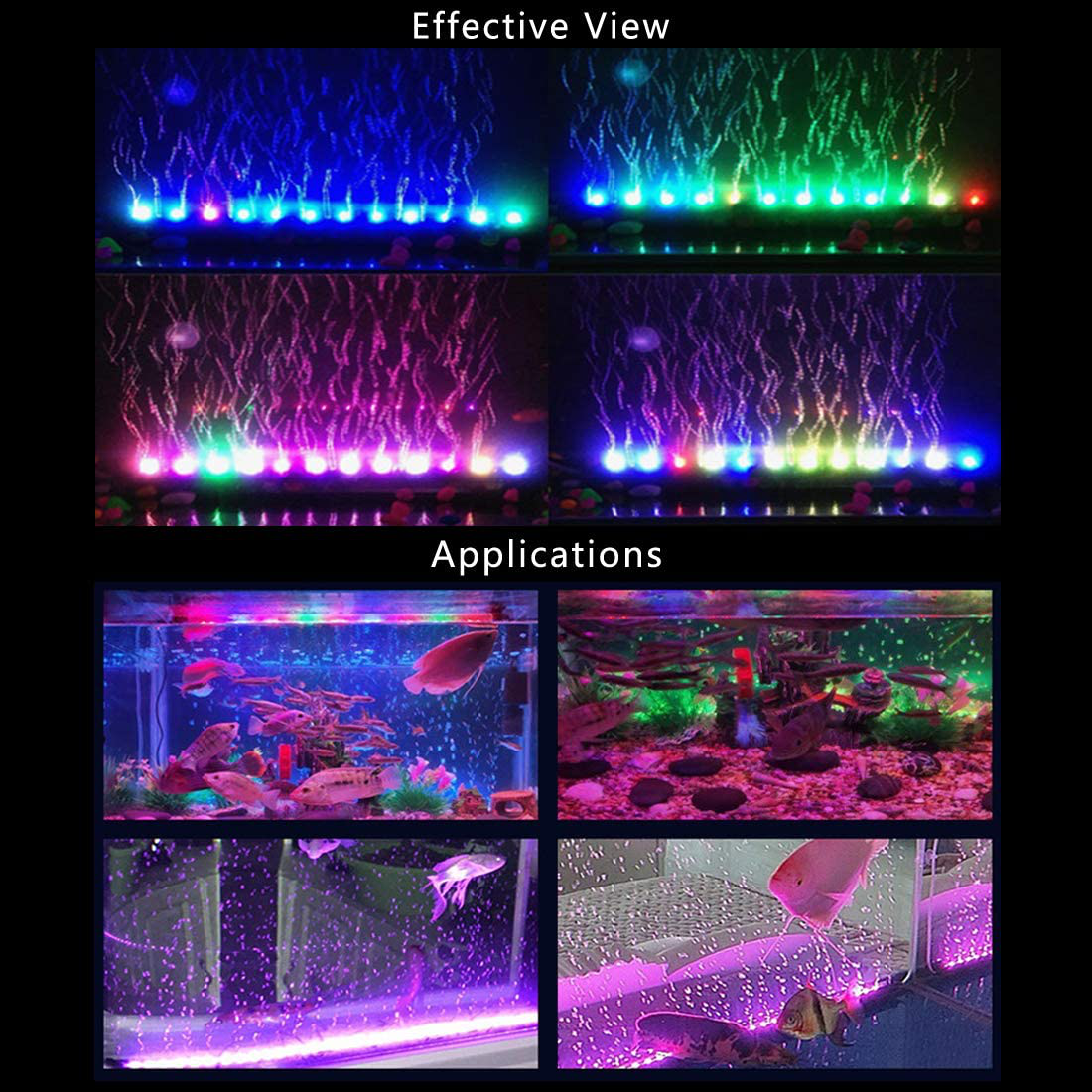 PULACO 1 Watt Aquarium Fish Tank Air Stone with Automatic Color Changing LED Light for Small Fish Tank Air Pump