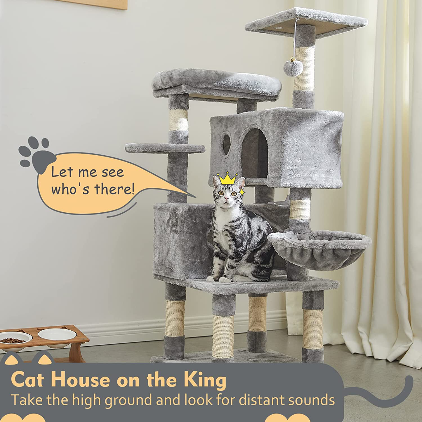 SUPERJARE Cat Tree Condo Furniture with Scratching Posts, Plush Cozy Perch and Dangling Balls, Multi-Level Kitten Tower Animals & Pet Supplies > Pet Supplies > Cat Supplies > Cat Furniture SUPERJARE   