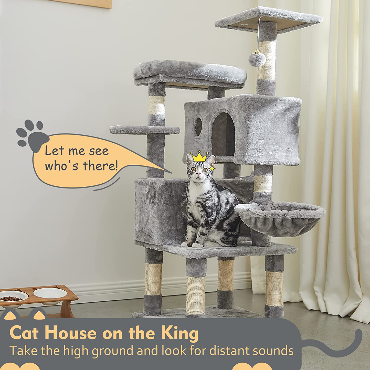 SUPERJARE Cat Tree Condo Furniture with Scratching Posts, Plush Cozy Perch and Dangling Balls, Multi-Level Kitten Tower