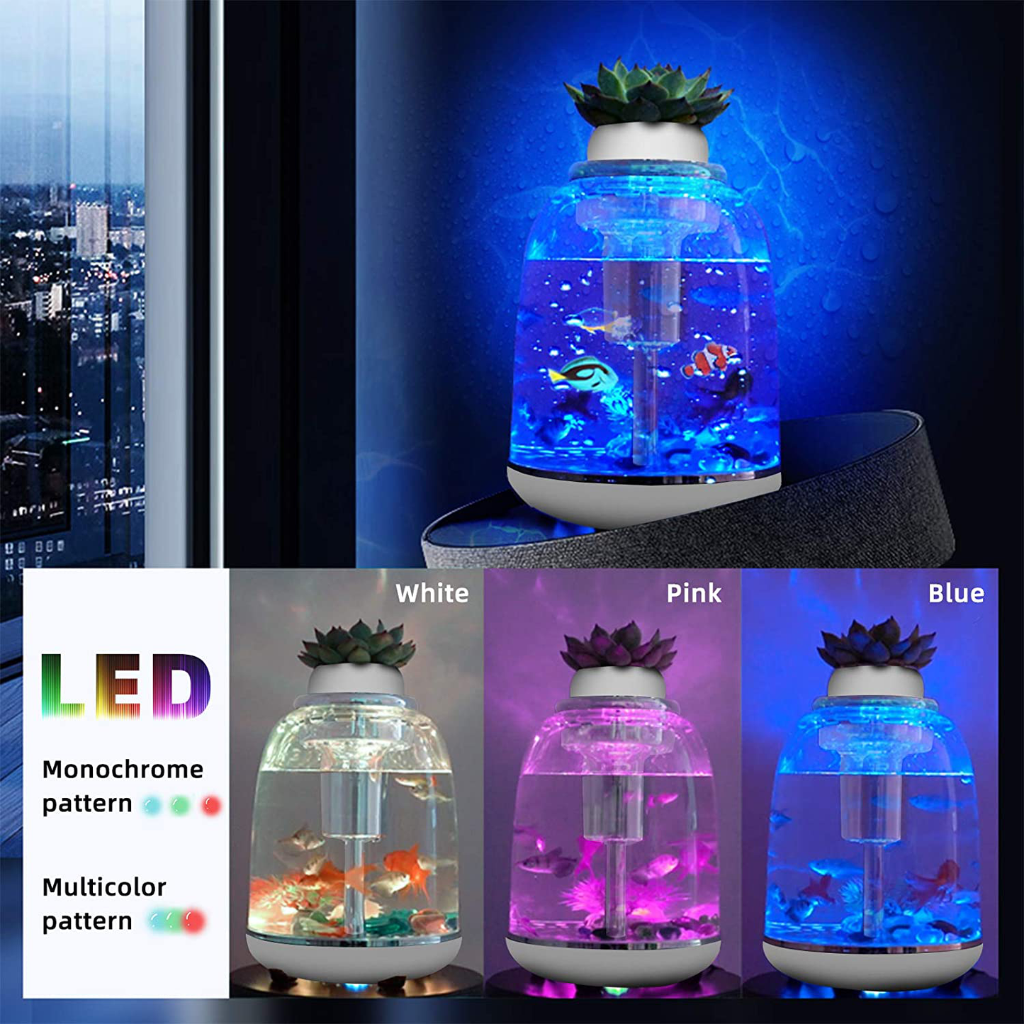 Fish Tank Aquarium Starter Kits 1.45-Gallon Small Aquarium with Automatic LED Lighting (7 Color Choices), Power Filter, Goldfish Tank, Self-Cleaning Fish Tank That Grows Planter( Family Project) Animals & Pet Supplies > Pet Supplies > Fish Supplies > Aquarium Filters ECOCONUT   