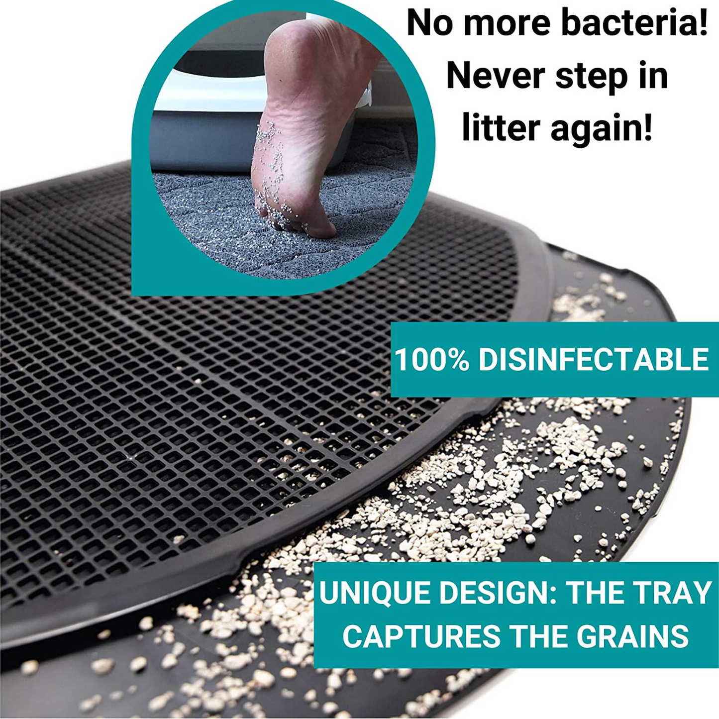 Dzelcat Spreadztrap Cat Litter Mat - Unique Disinfectable Plastic Litter Catcher Tray for Cats & Dogs - Waterproof Large Trapping Box Mat, Easy to Clean, Urine-Proof, Scatter Control, Food Mat 16"X19" Animals & Pet Supplies > Pet Supplies > Cat Supplies > Cat Litter Box Mats DzelCat SpreadZtrap   