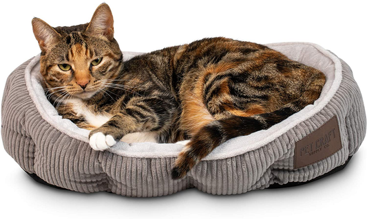 Pet Craft Supply Cat Bed for Indoor Cats - Kitten Bed - Machine Washable - Ultra Soft - Self Warming - Refillable Catnip Pouch Animals & Pet Supplies > Pet Supplies > Dog Supplies > Dog Beds R2PH0 Grey  