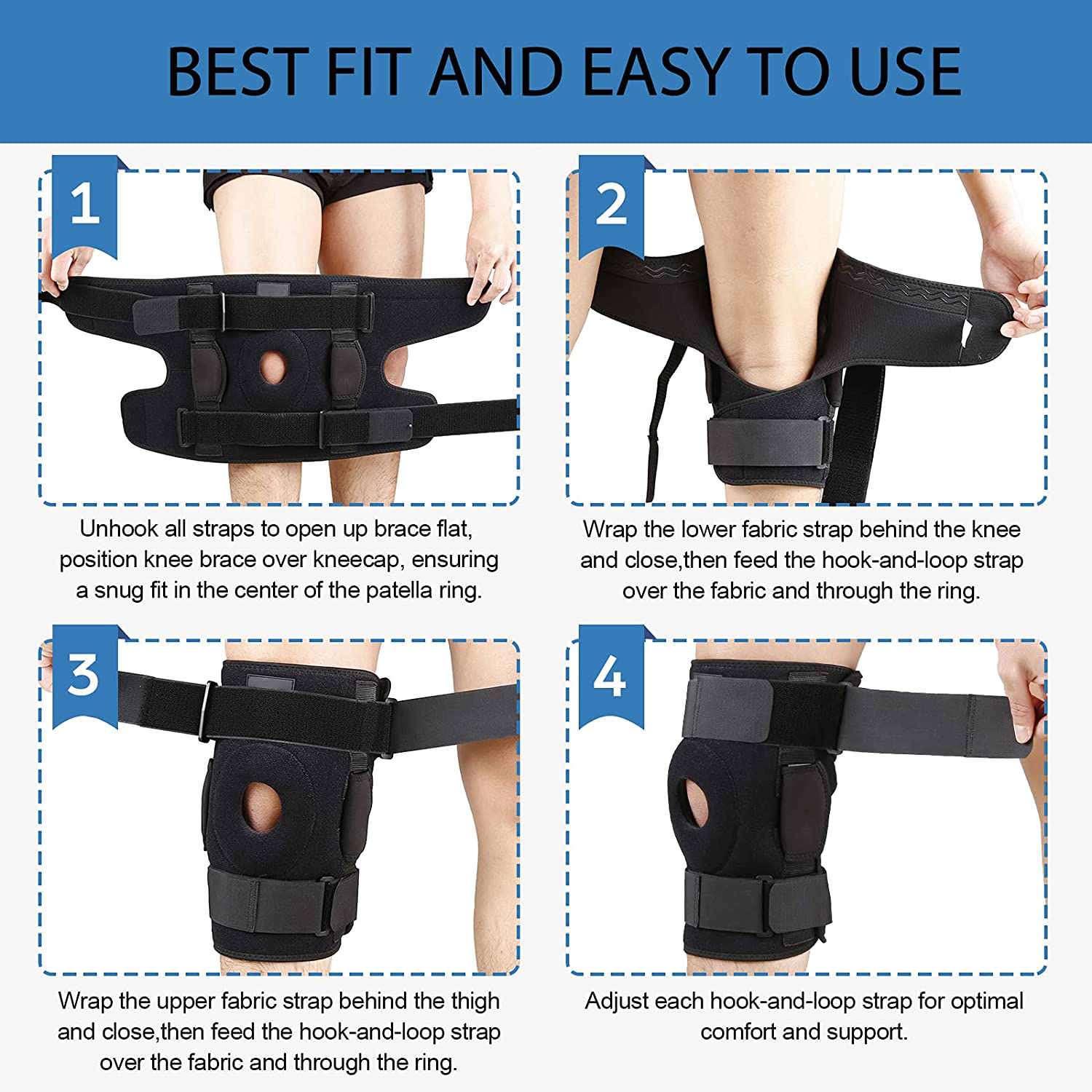Docbraces - Hinged Knee Brace for Knee Pain, Adjustable Compression Knee Support Brace for Men & Women, Open Patella Knee Wrap for Swollen,Meniscus Tear,Acl,Pcl,Joint Pain Relief,Injury Recovery. DB44 Animals & Pet Supplies > Pet Supplies > Dog Supplies > Dog Treadmills Docbraces   