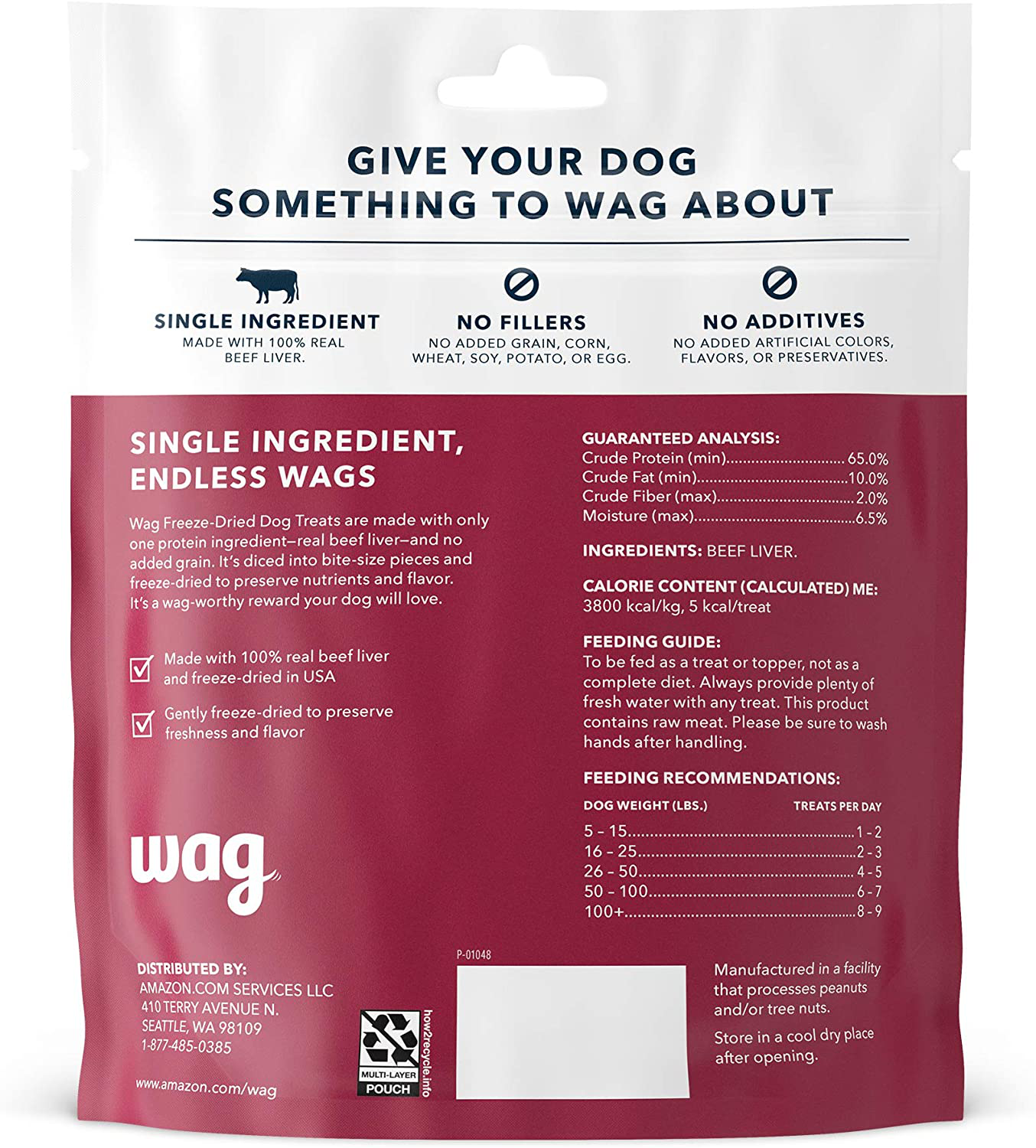 Amazon Brand - Wag Freeze-Dried Raw Single Ingredient Dog Treats (Chicken, Beef, Lamb) Animals & Pet Supplies > Pet Supplies > Dog Supplies > Dog Treats WAG   