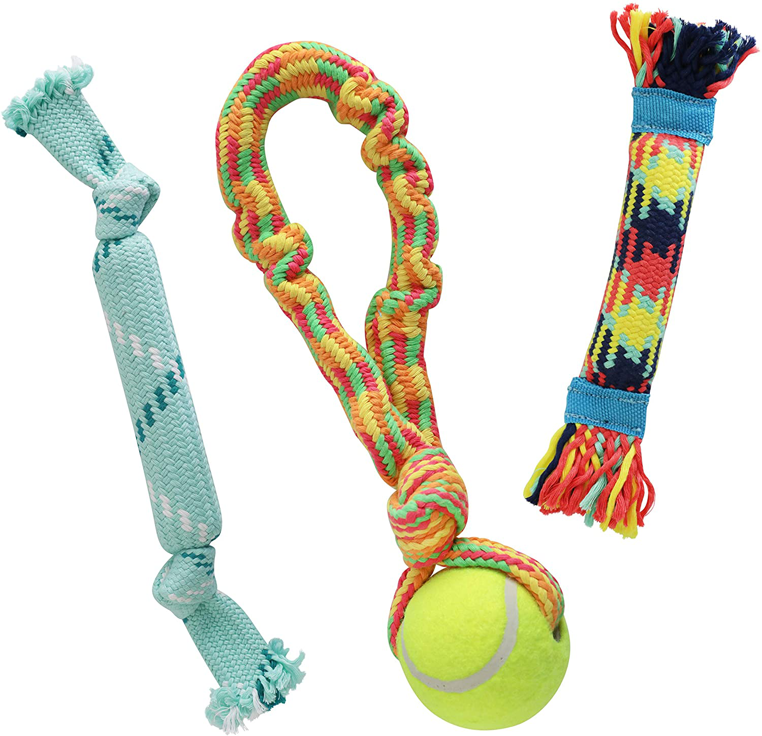 Rocket & Rex Dog Toy Pack, Chew Toys for Small Dogs and Dog Toys for Puppies, Safe & Non-Toxic, for Small to Medium Breeds, Includes Rope Toys, Plush Squeaky Toy, Ball and Tug of War Toy Animals & Pet Supplies > Pet Supplies > Dog Supplies > Dog Toys rocket & rex Rope + Tennis Tug Toy Set  