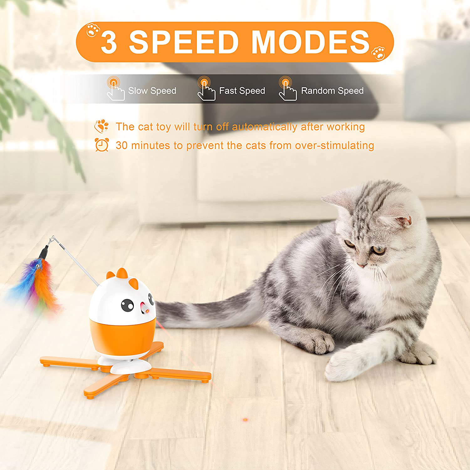 Interactive Cat Toys, Automatic 2 in 1 Laser Cat Feather Toy,Recharge Light Toy Gift for Indoor Cats Kitten Hunting Chasing and Exercising Animals & Pet Supplies > Pet Supplies > Cat Supplies > Cat Toys Dreamon   