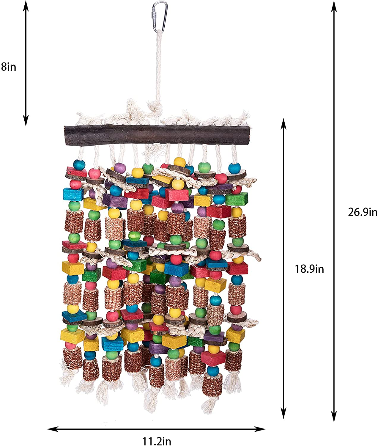Wehhbtye Super Large Bird Parrot Macaw Chewing Toy-27''X11'' Multicolor Natural Wood Block Knot Bird Bite Tearing Toy,Parrot Corn Cob Chewing Toy for Macaws Cokatoos,African Grey,All Amazona Parrot