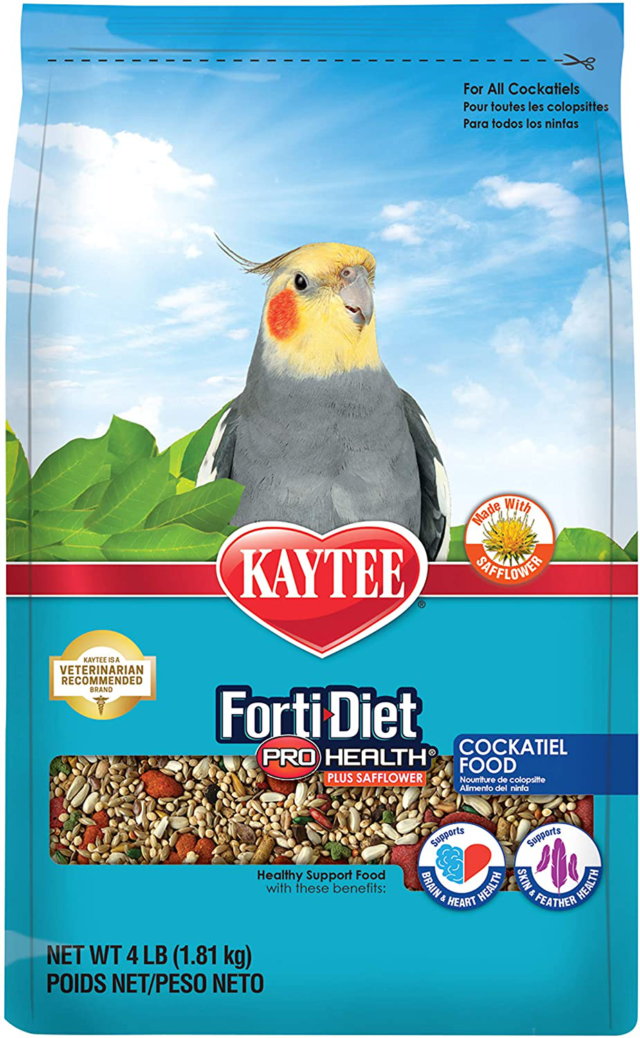 Kaytee Forti-Diet Pro Health Cockatiel Food with Safflower Animals & Pet Supplies > Pet Supplies > Bird Supplies > Bird Food Kaytee 4 Pound (Pack of 1)  