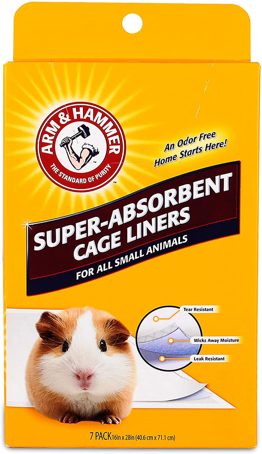 Arm & Hammer for Pets Super Absorbent Cage Liners for Guinea Pigs, Hamsters, Rabbits - Best Cage Liners for Small Animals, 7 Count - Small Animal Pet Products, Guinea Pig Pads, Guinea Pig Cage Liners Animals & Pet Supplies > Pet Supplies > Small Animal Supplies > Small Animal Bedding Arm & Hammer 16" x 28" - 7 Count  