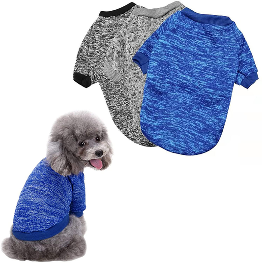 Pack of 3 Dog Hoodies Knitwear Dog Sweaters Stretchy Pet Clothes Soft Puppy Pullover Cat Hooded Shirts Casual Dog Sweatshirts for Small Dogs Cats Warm Dog Shirts Winter Puppy Sweater