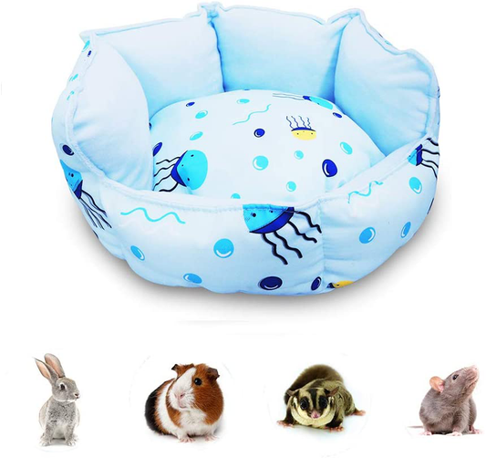 Small Animal Pet Bed,Homeya Cuddle Cup Hideout Bedding for Guinea Pig Rabbit Bunny Hamster Chinchilla Rat Hedgehog House Fleece Winter Habitat Cage Accessories Machine Washable Birthday Pet Gifts Animals & Pet Supplies > Pet Supplies > Small Animal Supplies > Small Animal Habitat Accessories HOMEYA Blue  