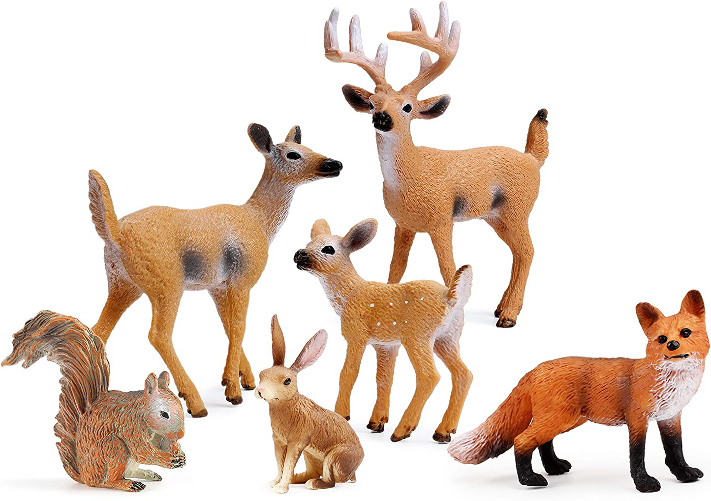 Forest Animals Figures, Woodland Creatures Figurines, Miniature Toys Cake Toppers (Deer Family, Fox, Rabbit, Squirrel) Animals & Pet Supplies > Pet Supplies > Small Animal Supplies > Small Animal Habitat Accessories UANDME Deer Family, Fox, Rabbit, Squirrel  