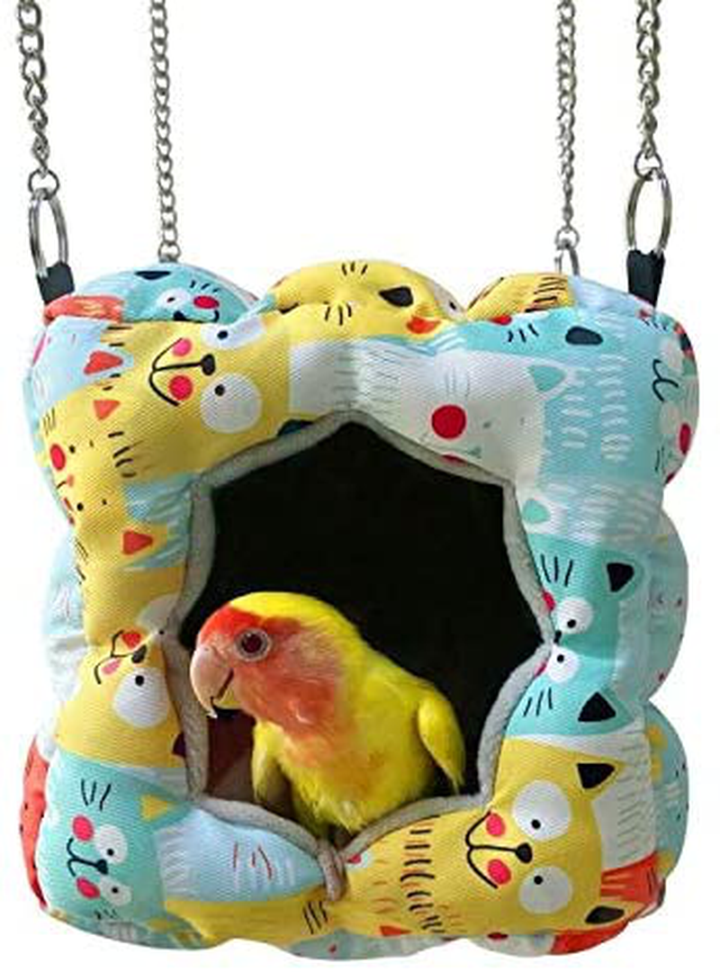 KINTOR Warm Bird Nest Snuggle Tent,Parrot Wintor Habitat Cave Bed for Small Medium Animal Budgies Parakeet Cockatiels Lovebird Guinea Pig Hamster Squirrel Hedgehog Chinchilla Animals & Pet Supplies > Pet Supplies > Small Animal Supplies > Small Animal Habitats & Cages KINTOR Colorful Cat 6.7x6.7x6.7 