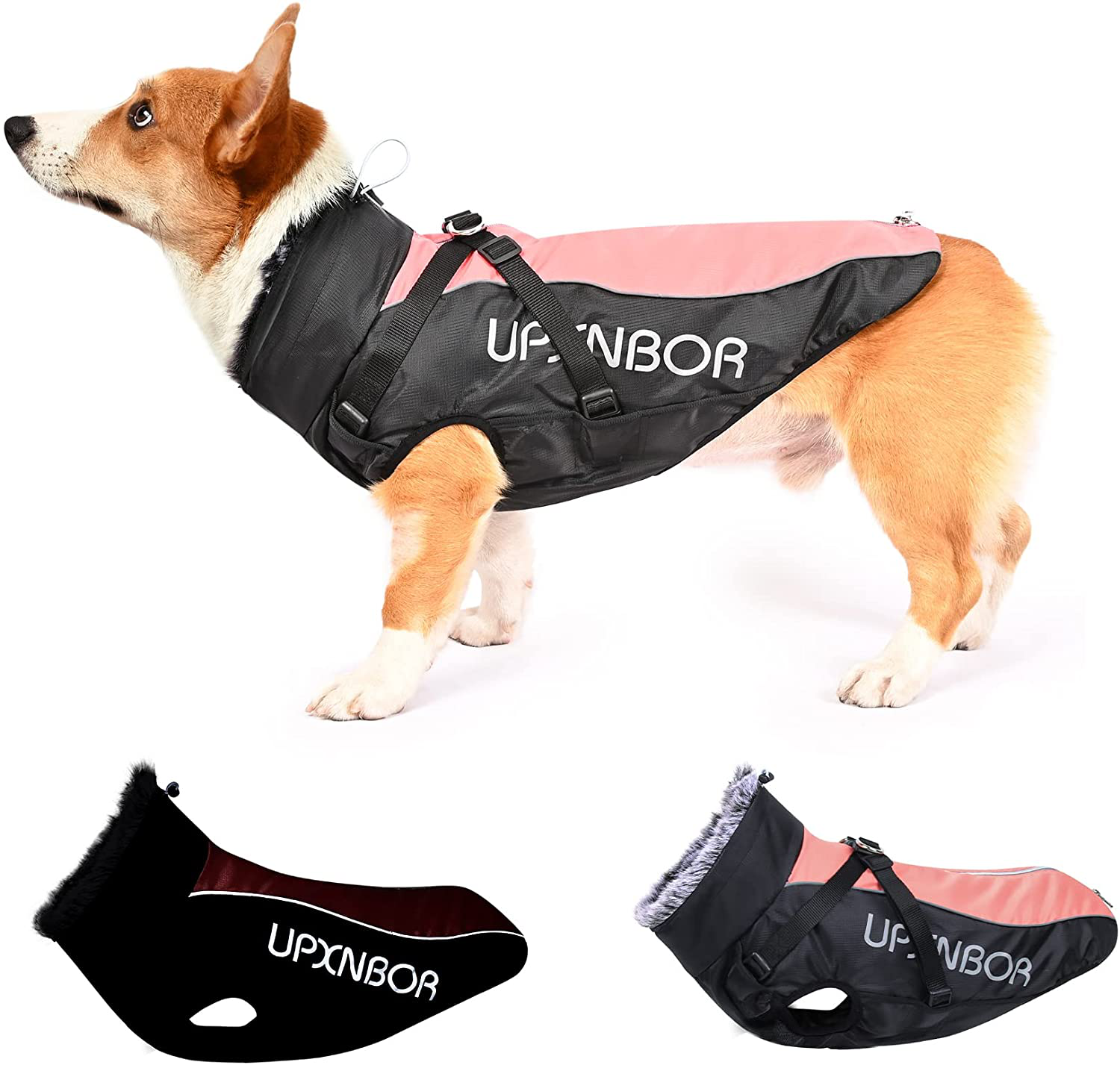 Dog Winter Coats Jackets with Harness Reflective Dog Coat for Cold Weather, Waterproof Dog Snow Coat Zip up Dog Jacket Warm Sports Clothes Apparel for Small Medium Large and Extra Large Dogs Animals & Pet Supplies > Pet Supplies > Dog Supplies > Dog Apparel UPXNBOR Red Chest: 27.5" Back Length: 22.5" 