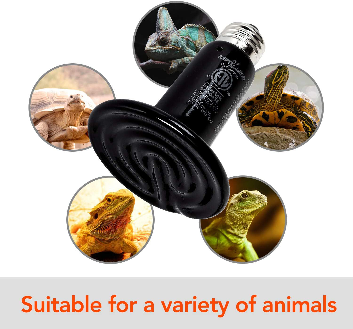 REPTIZOO Reptile Ceramic Infrared Heat Emitter,110V 150W Infrared Bulb for Reptile Pet Coop and Glass Terrarium