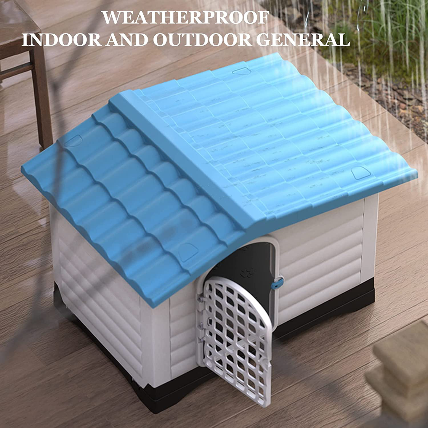 WEIE Plastic Dog Houses, Indoor Outdoor Waterproof Dog Kennel,Insulated Dog House for Small Medium Large Dogs, Easy to Assemble, No Tools Required for Assembly