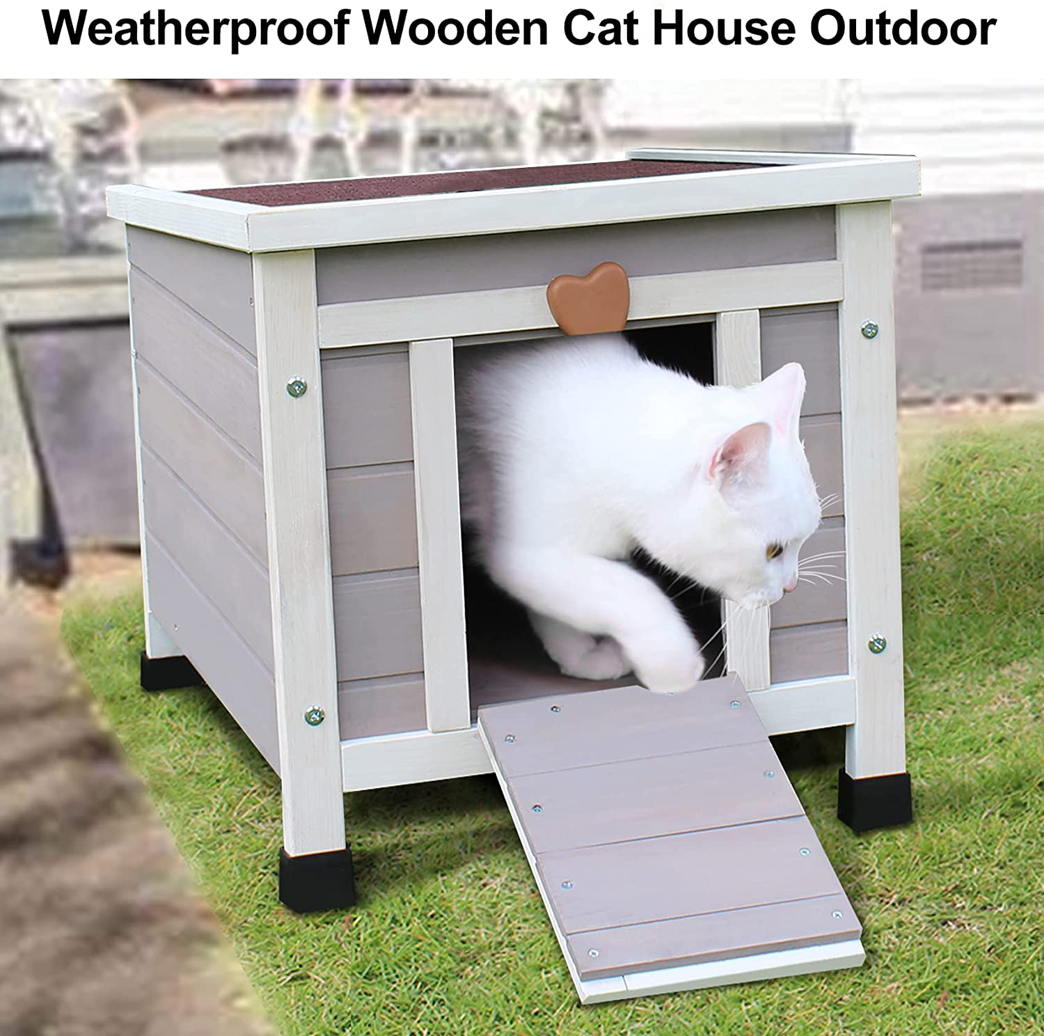 Rockever Cat House Outside, Weatherproof Rabbit Hutch Small, Wooden Small Pet House and Habitats Animals & Pet Supplies > Pet Supplies > Dog Supplies > Dog Houses Rockever   