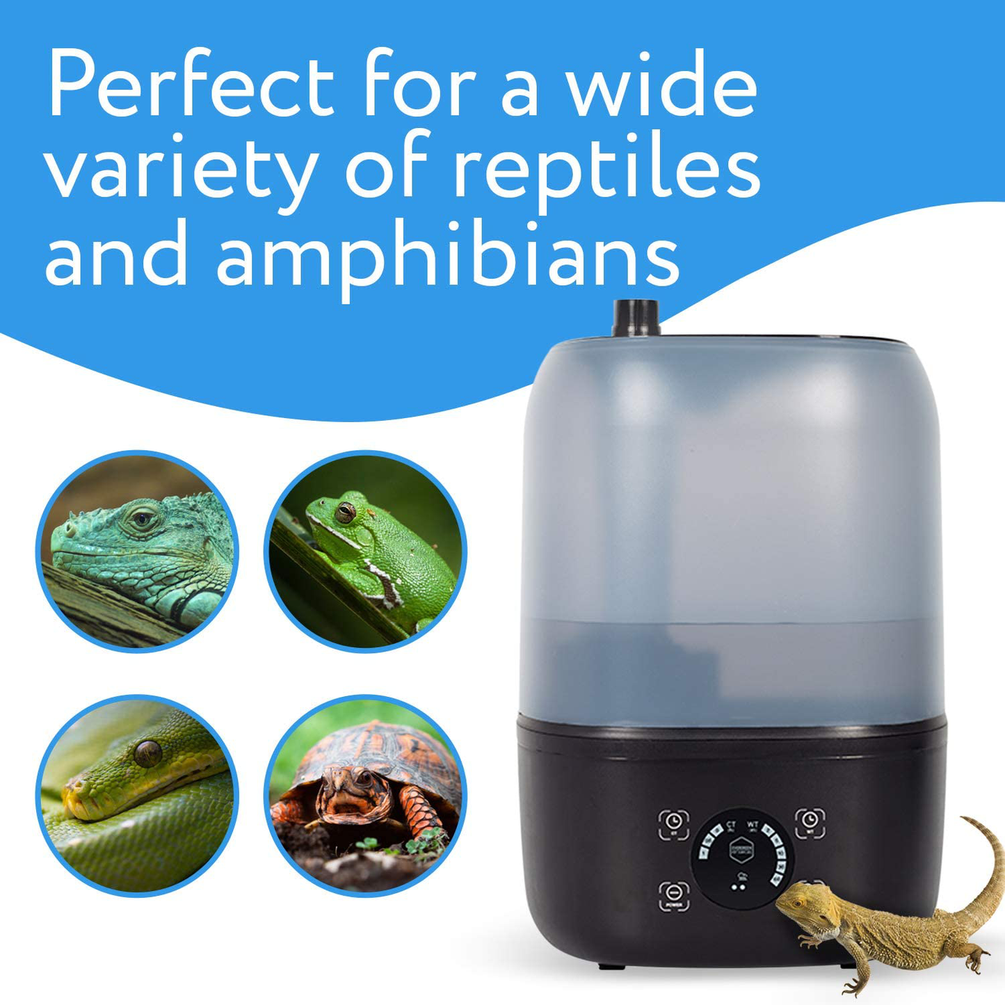 Reptile Humidifier/Fogger - 4L Tank - New Digital Timer - Add Water from Top! for Reptiles/Amphibians/Herps - Compatible with All Terrariums and Enclosures Animals & Pet Supplies > Pet Supplies > Reptile & Amphibian Supplies > Reptile & Amphibian Habitat Accessories Evergreen Pet Supplies   