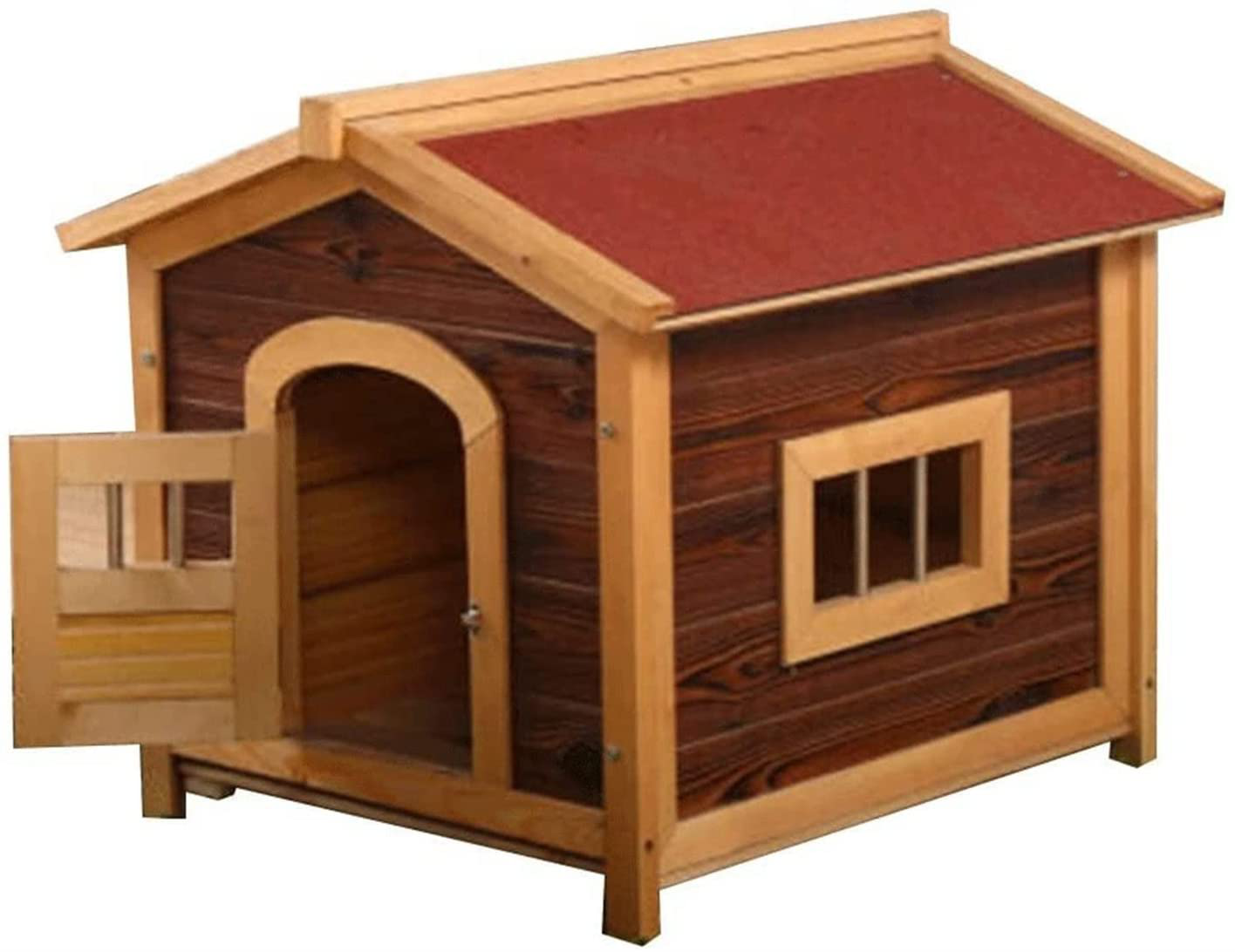 QXWJ Dog House,Wooden Outdoor Pet Log Cabin Kennel,Weather Resistant Waterproof with Door Flap Drawable Base Plate Home Pet Furniture,For Small Medium Large Animals Animals & Pet Supplies > Pet Supplies > Dog Supplies > Dog Houses QXWJ Medium  