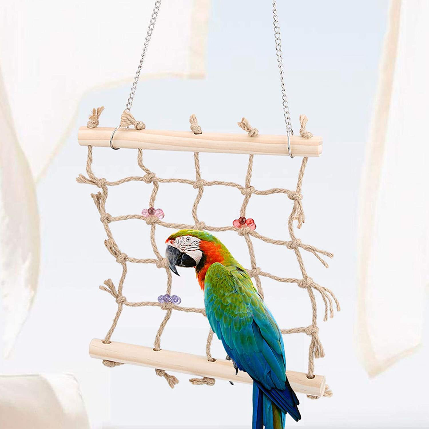 Bird Chew Toy Parakeet Climbing Ladder Bird Swing Chewing Toys Rope Hammock Animals & Pet Supplies > Pet Supplies > Bird Supplies > Bird Toys Zerodis   