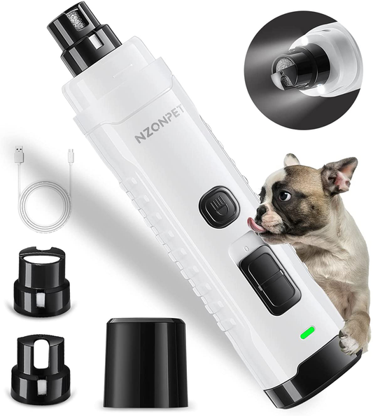 Nzonpet Dog Nail Grinder with 2 LED Lights, Upgraded Powerful 10000RPM 2-Speed Rechargeable Pet Nail Trimmer, Professional Paws Grooming for All Kind Size of Pets, Cat Nail Grinder, Dog Nail Trimmer Animals & Pet Supplies > Pet Supplies > Small Animal Supplies > Small Animal Treats nzonpet   