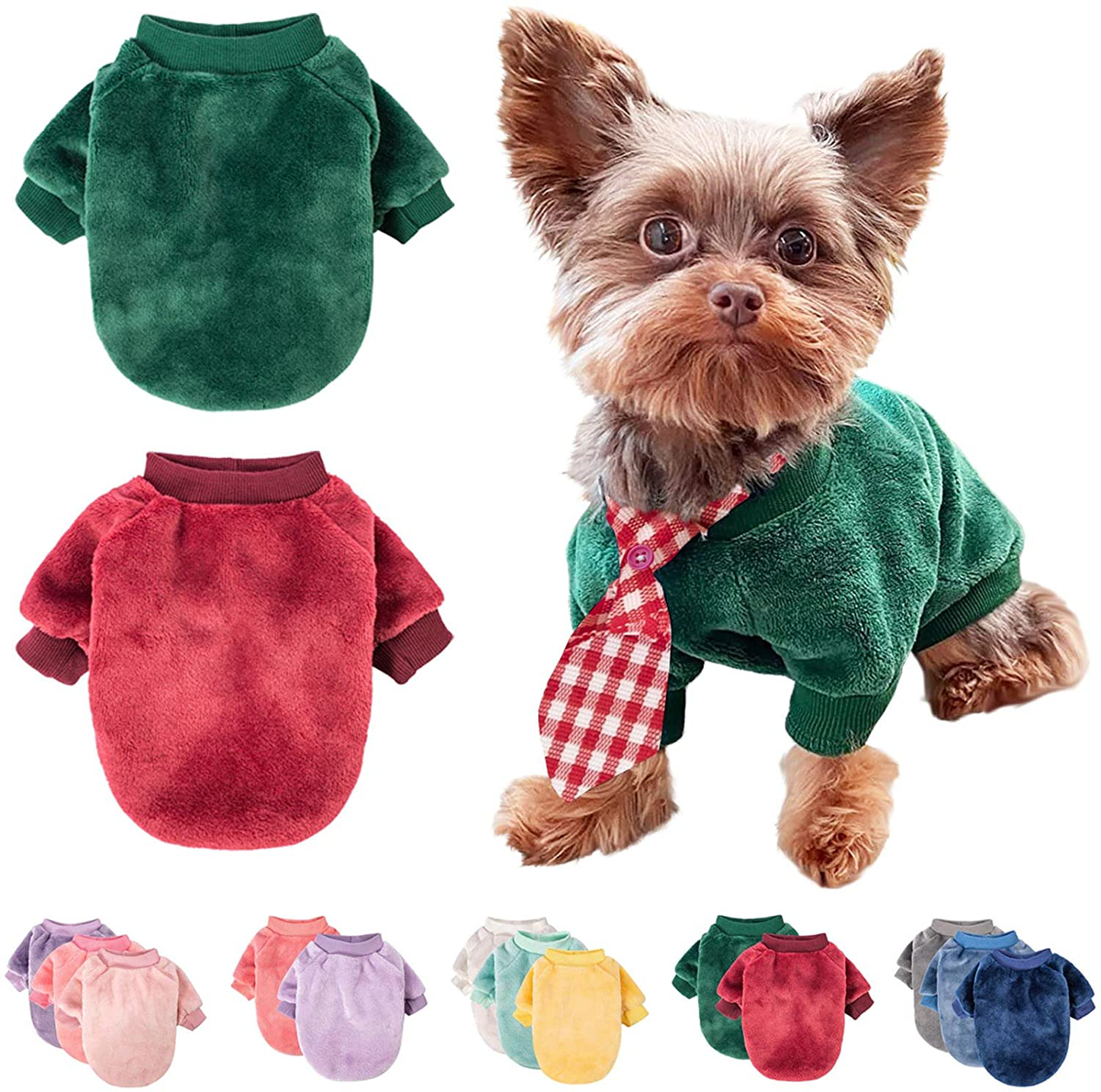Dog Sweater, Pack of 2 or 3, Dog Clothes, Dog Coat, Dog Jacket for Small or Medium Dogs Boy or Girl, Ultra Soft and Warm Cat Pet Sweaters Animals & Pet Supplies > Pet Supplies > Dog Supplies > Dog Apparel FABRICASTLE Dark red,Dark green Large 
