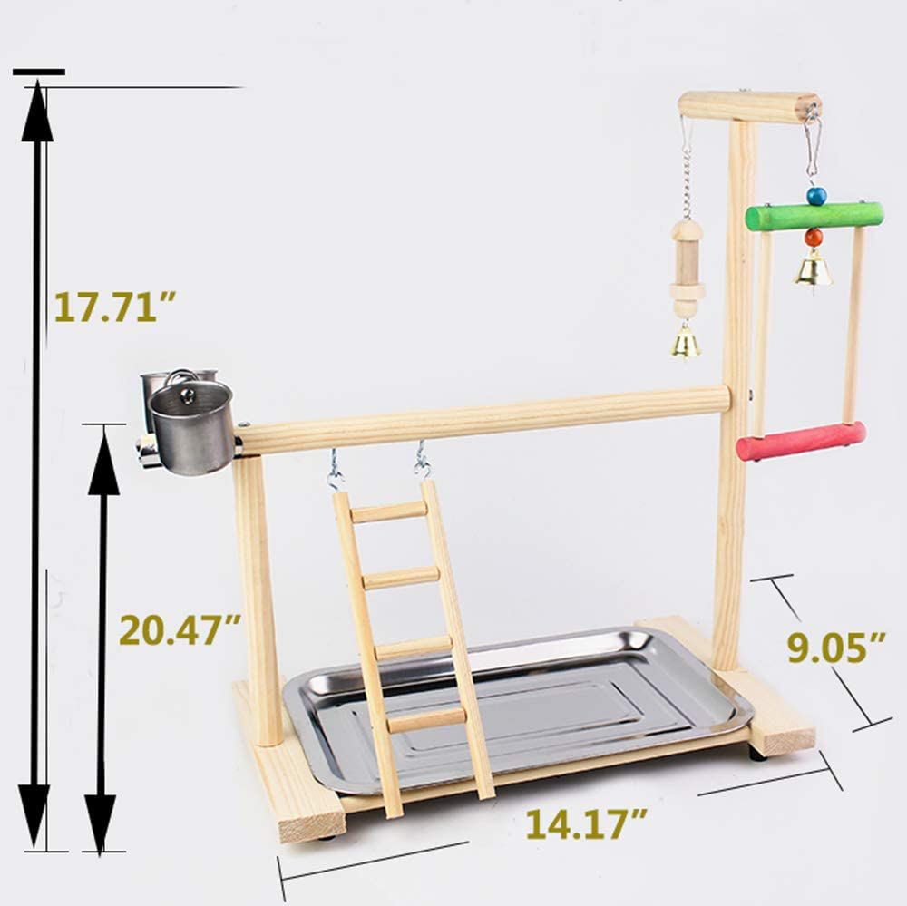 Bird Playground for Conures Cockatiel Parakeets Play Stand Gym Area Large Small Playpen Lift Activity Center Parrot Birdcage Cage Cockatoo Play Natural Wood with Feeder Cups Toys Ladder (Style 4) Animals & Pet Supplies > Pet Supplies > Bird Supplies > Bird Gyms & Playstands Gatycallaty   