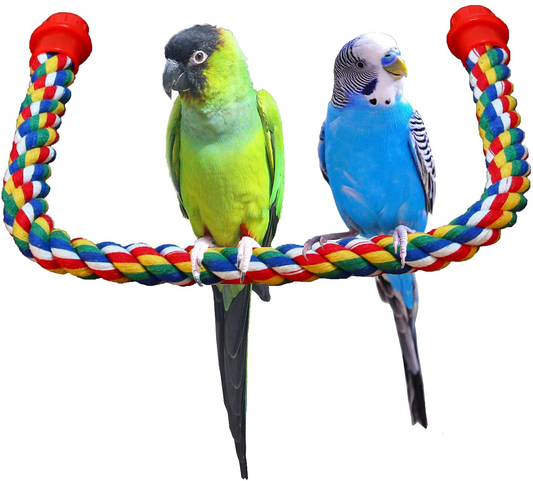 Bird Rope Perch Comfy Cotton Spiral Bungee Swing Climbing Standing Ladder for Cage Parrot Toy Free Bending Animals & Pet Supplies > Pet Supplies > Bird Supplies > Bird Ladders & Perches iLeson   